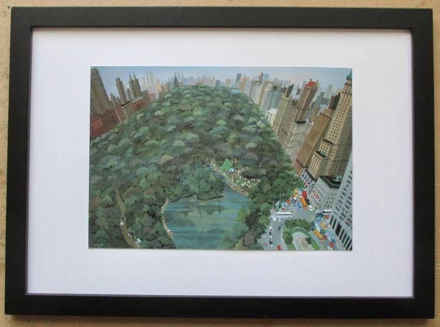 Amazon.co.jp: 原田泰治 「セントラルパーク」 画集画 A4額入り